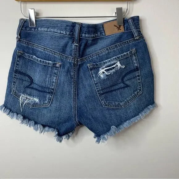 American Eagle vintage hi rise festival ripped embroidered pocket jean shorts 2 - Picture 4 of 9